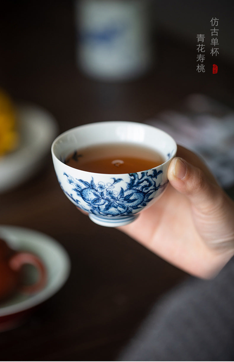 Antique-Style Qinhua Porcelain Peach Cup