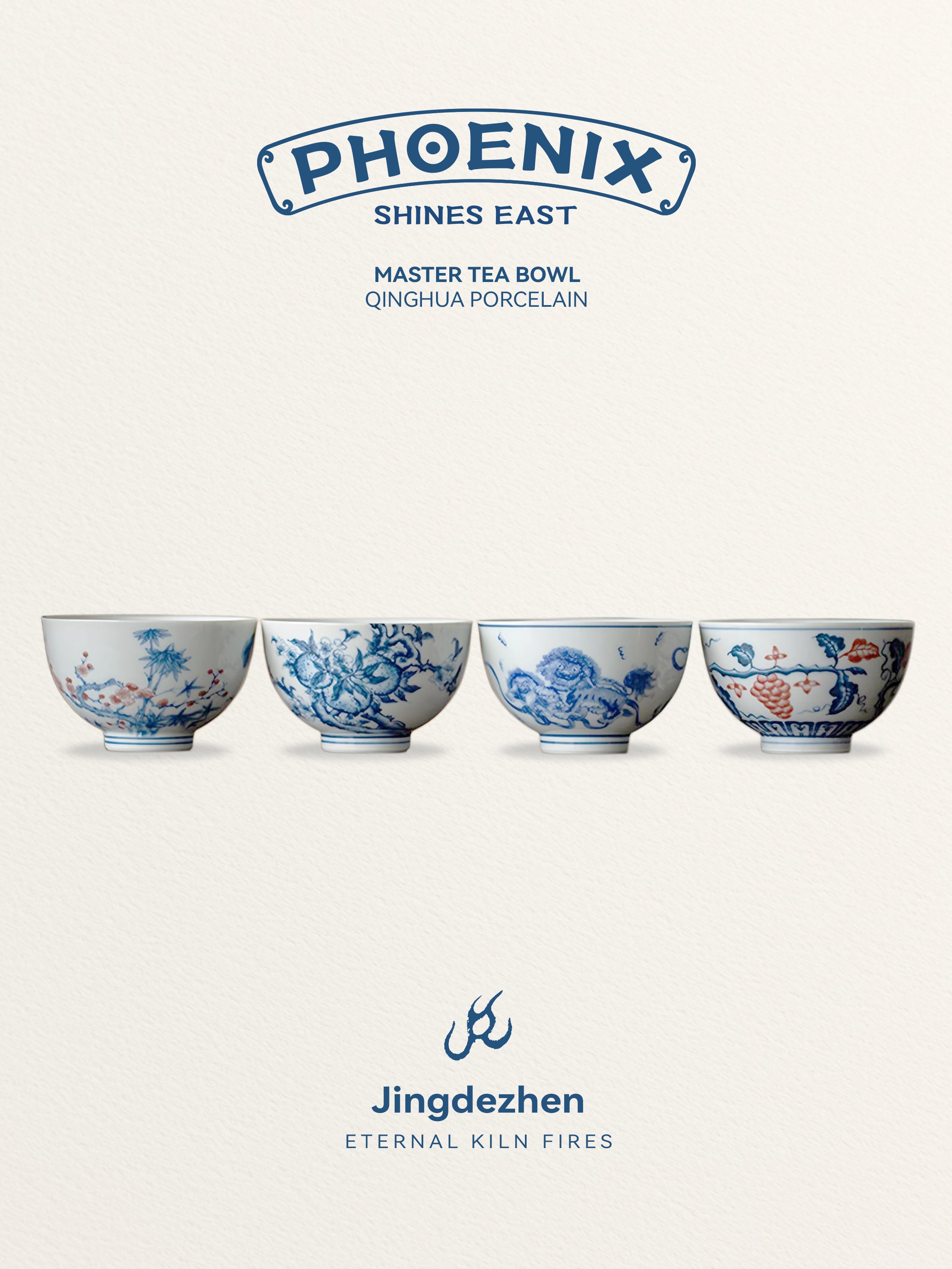 Antique-Style Qinhua Porcelain Teacups