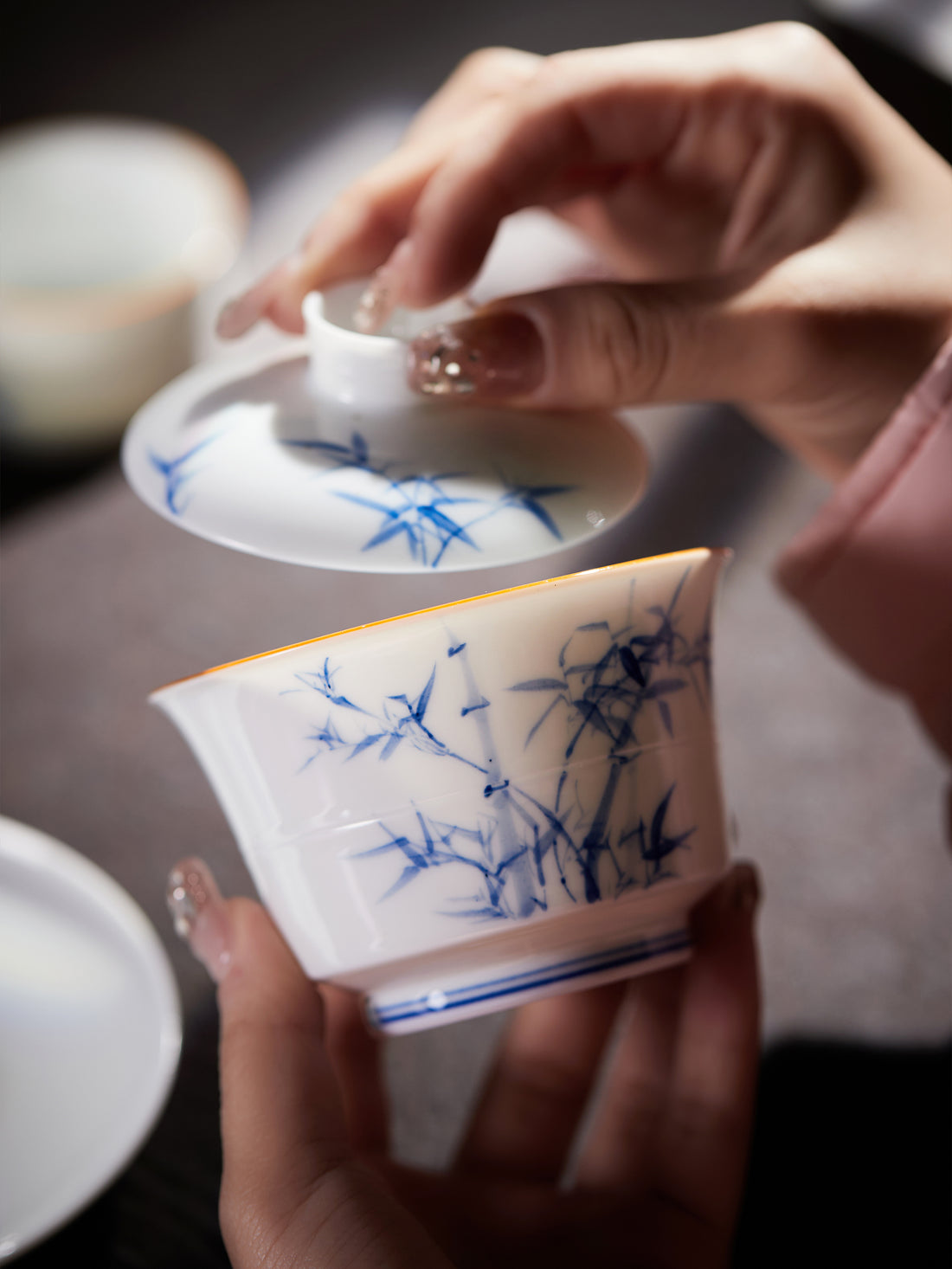 Jingdezhen Qinghua Porcelain: Bamboo Gaiwan