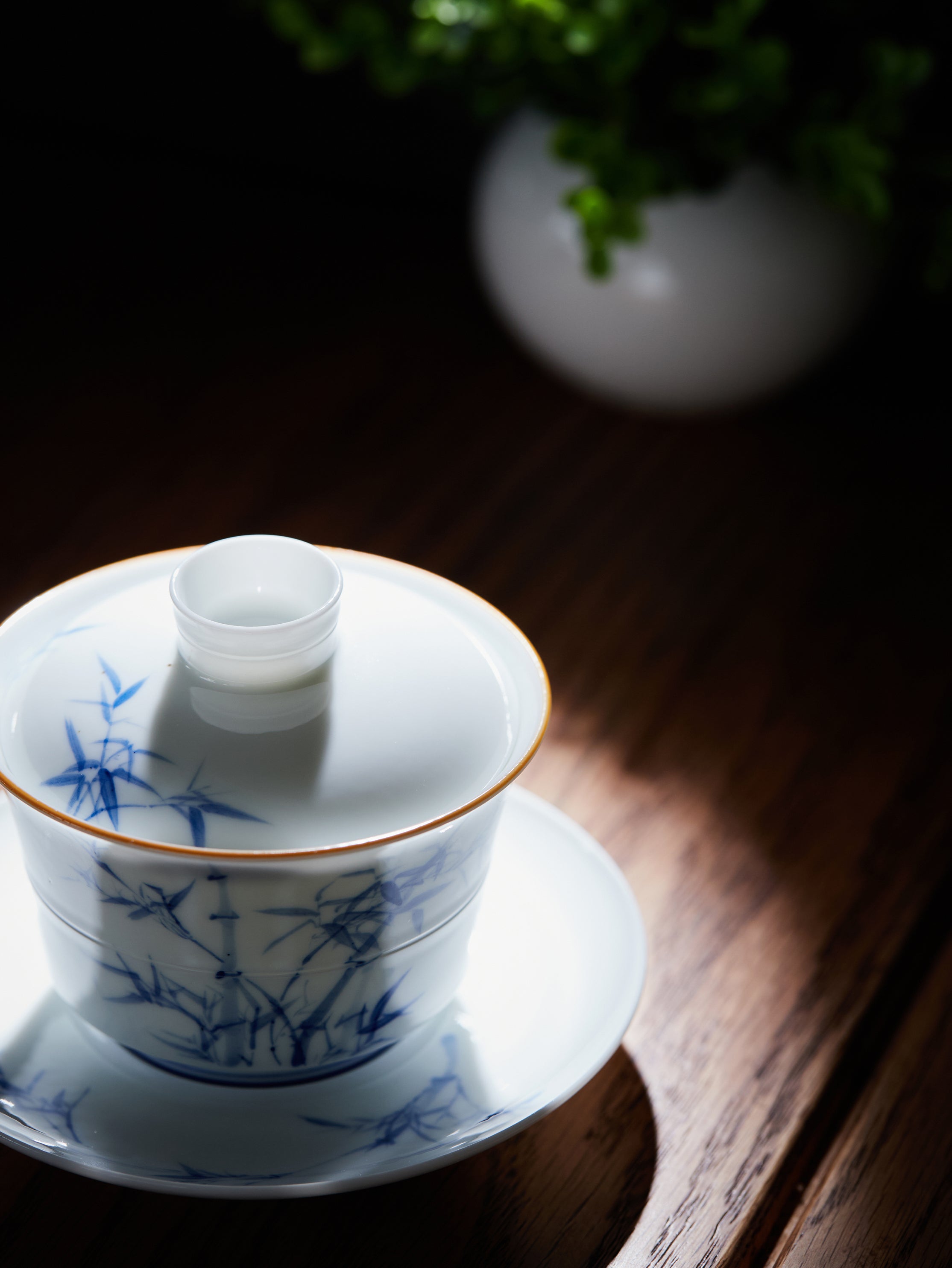 Jingdezhen Qinghua Porcelain: Bamboo Gaiwan