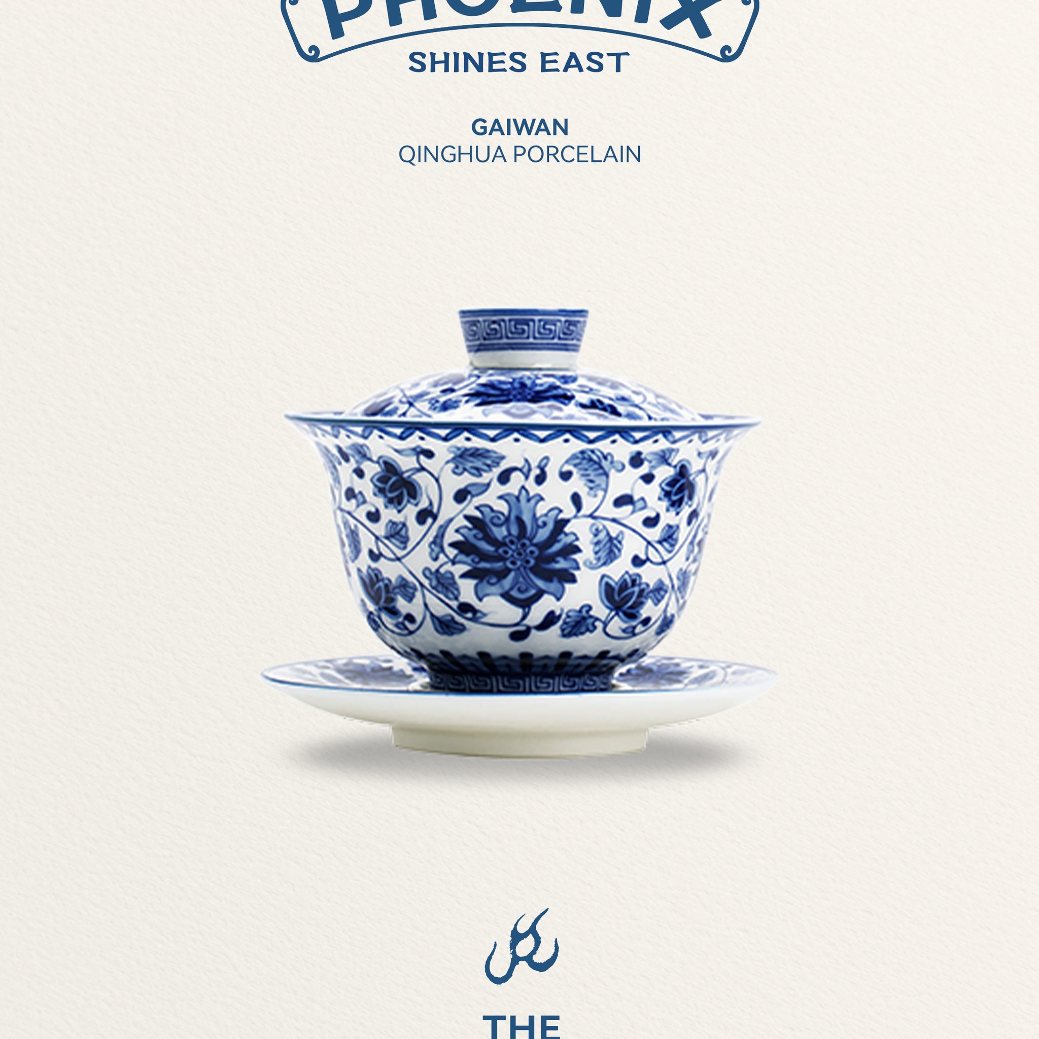Jingdezhen blue and white wrapped lotus covered bowl tea set